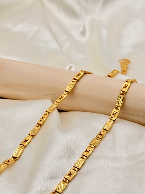 1 Gram Gold Biscuit Cut Chain