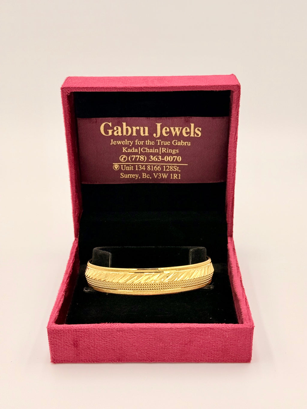 1 Gram Gold Diamond Cut Leaf Designer Kada