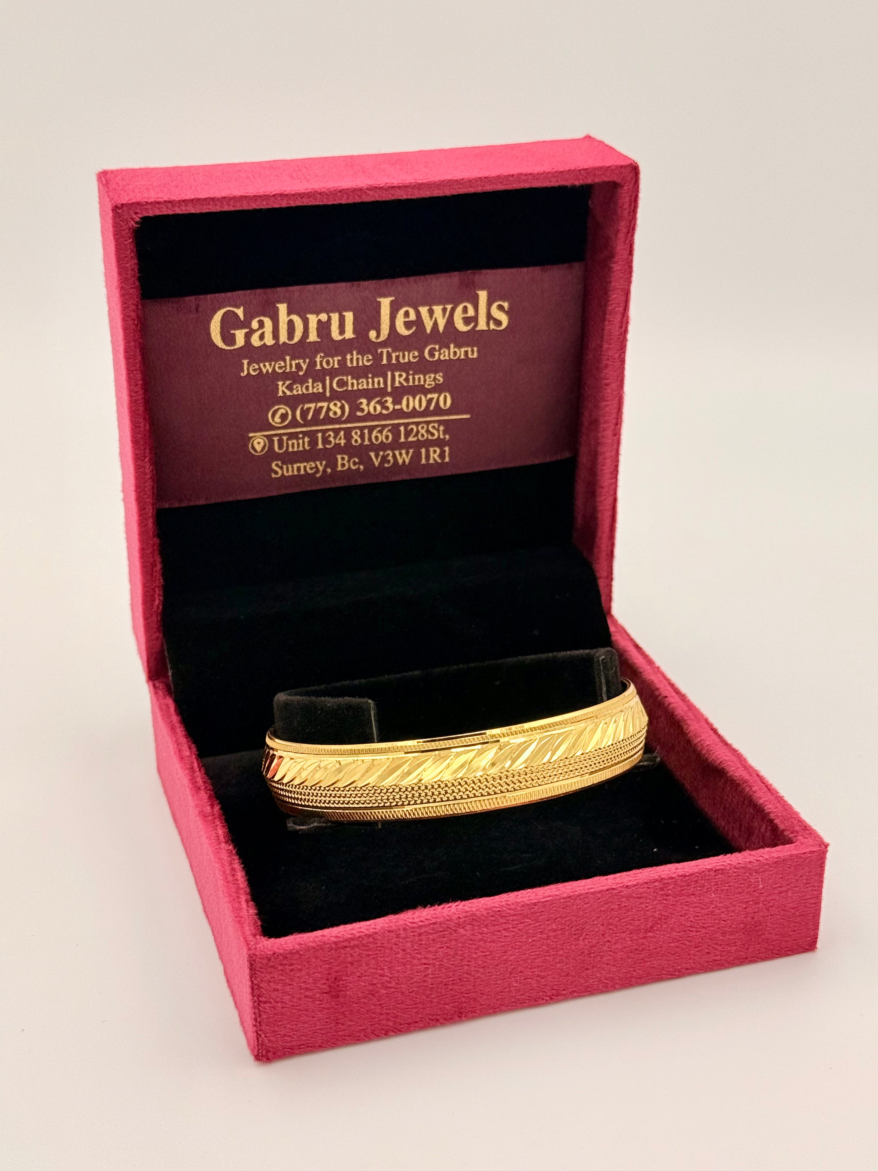 1 Gram Gold Diamond Cut Leaf Designer Kada
