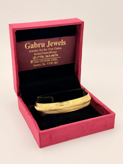 1 Gram Gold Ribbed Wide Cut Kada