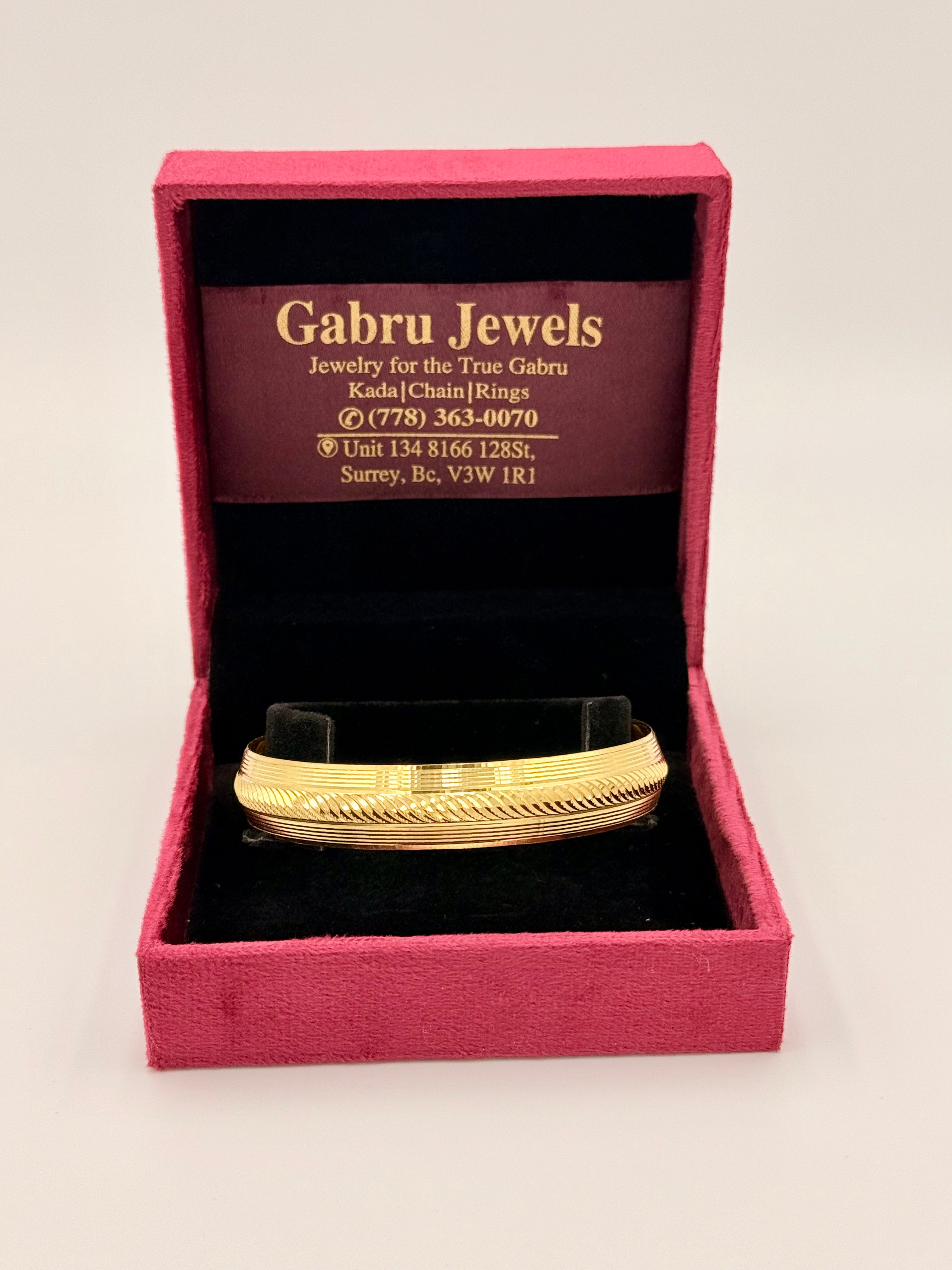 1 Gram Gold Ribbed Wide Cut Kada