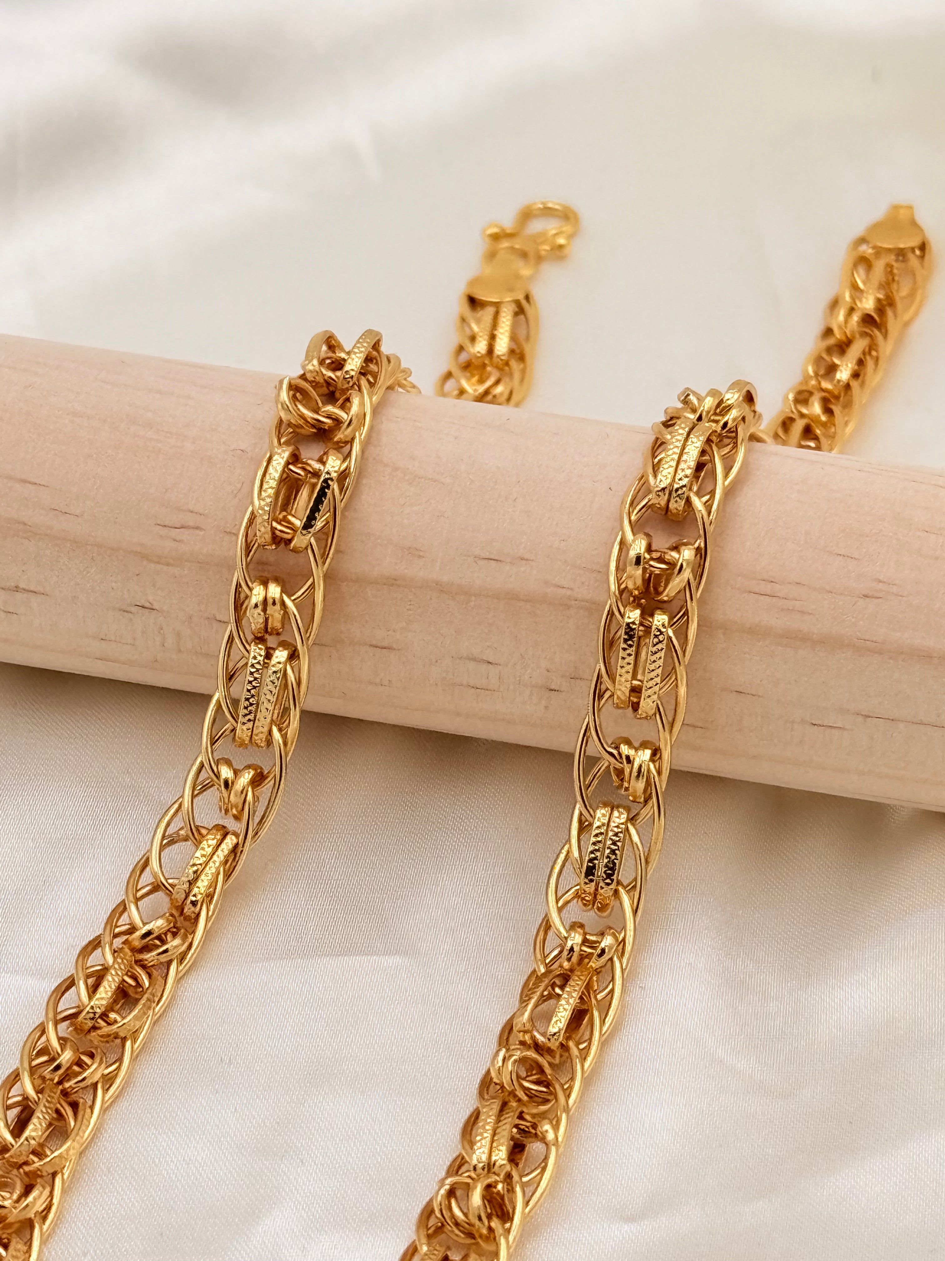 Gold Plated Royal Interlock Designer Chain