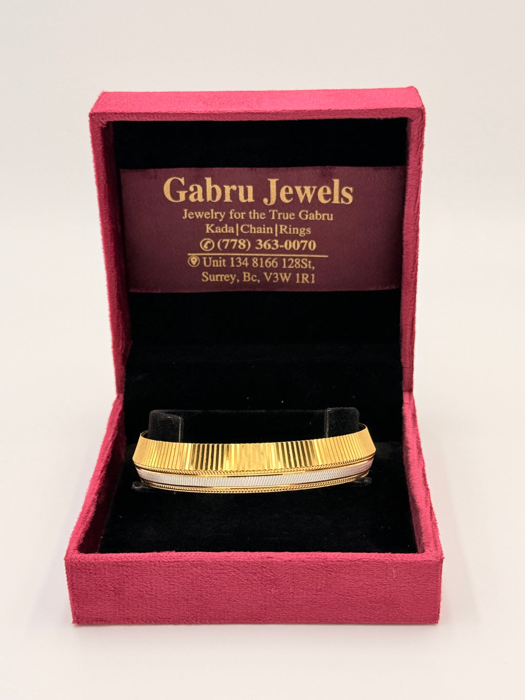 Gold Plated Dual-Tone Ribbed Kada