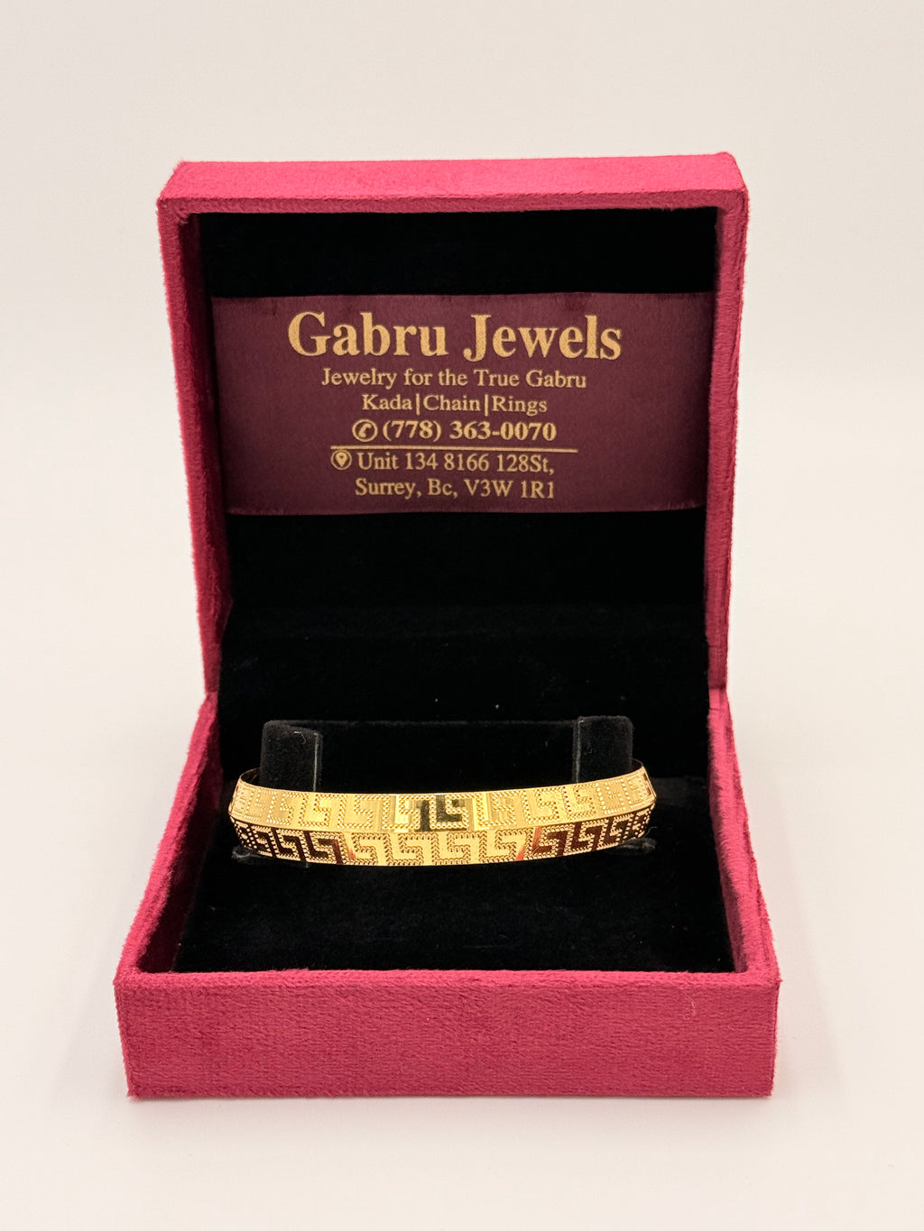 Gold Plated Greek Key Pattern Kada