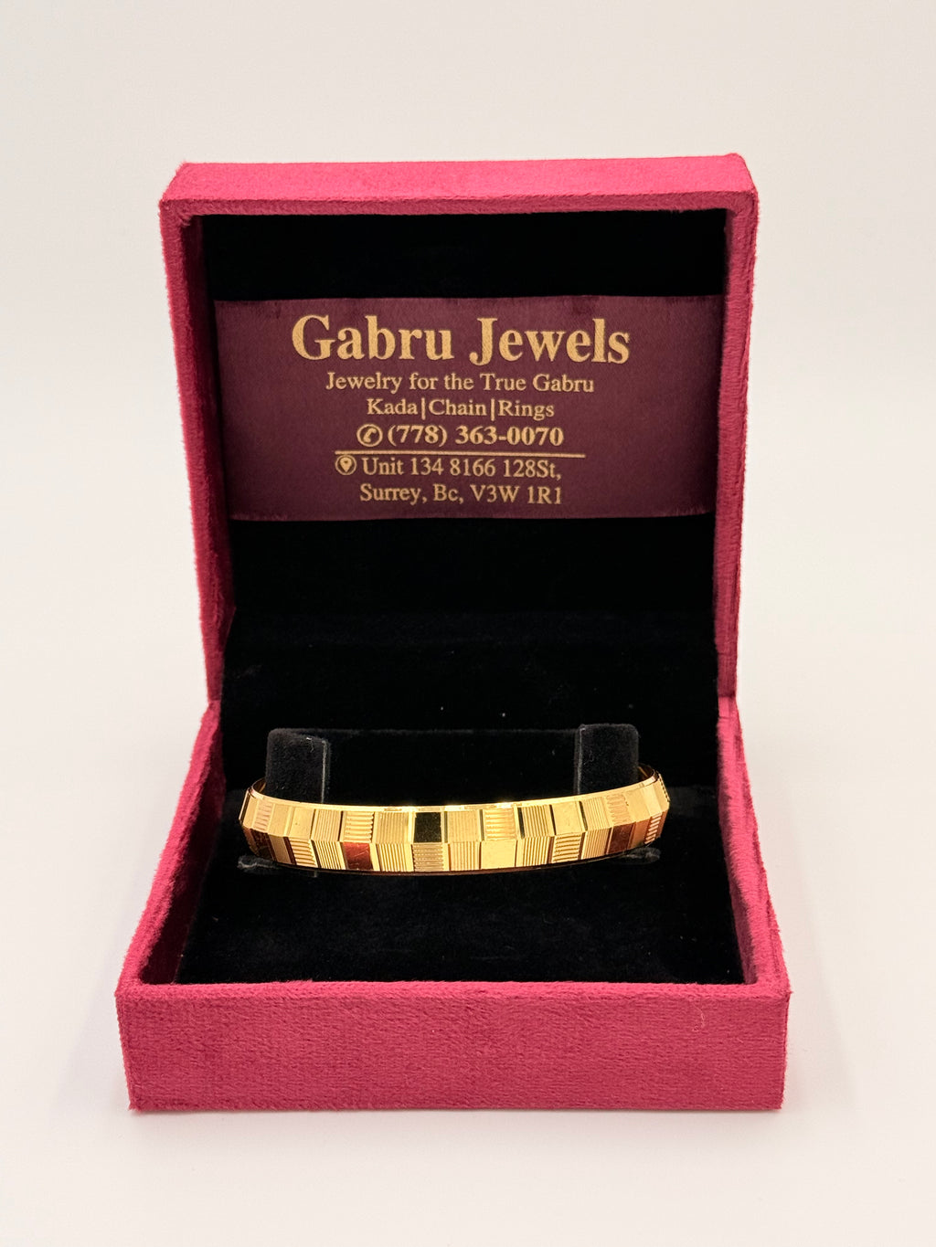 Gold Plated Geometric Block-Cut Kada