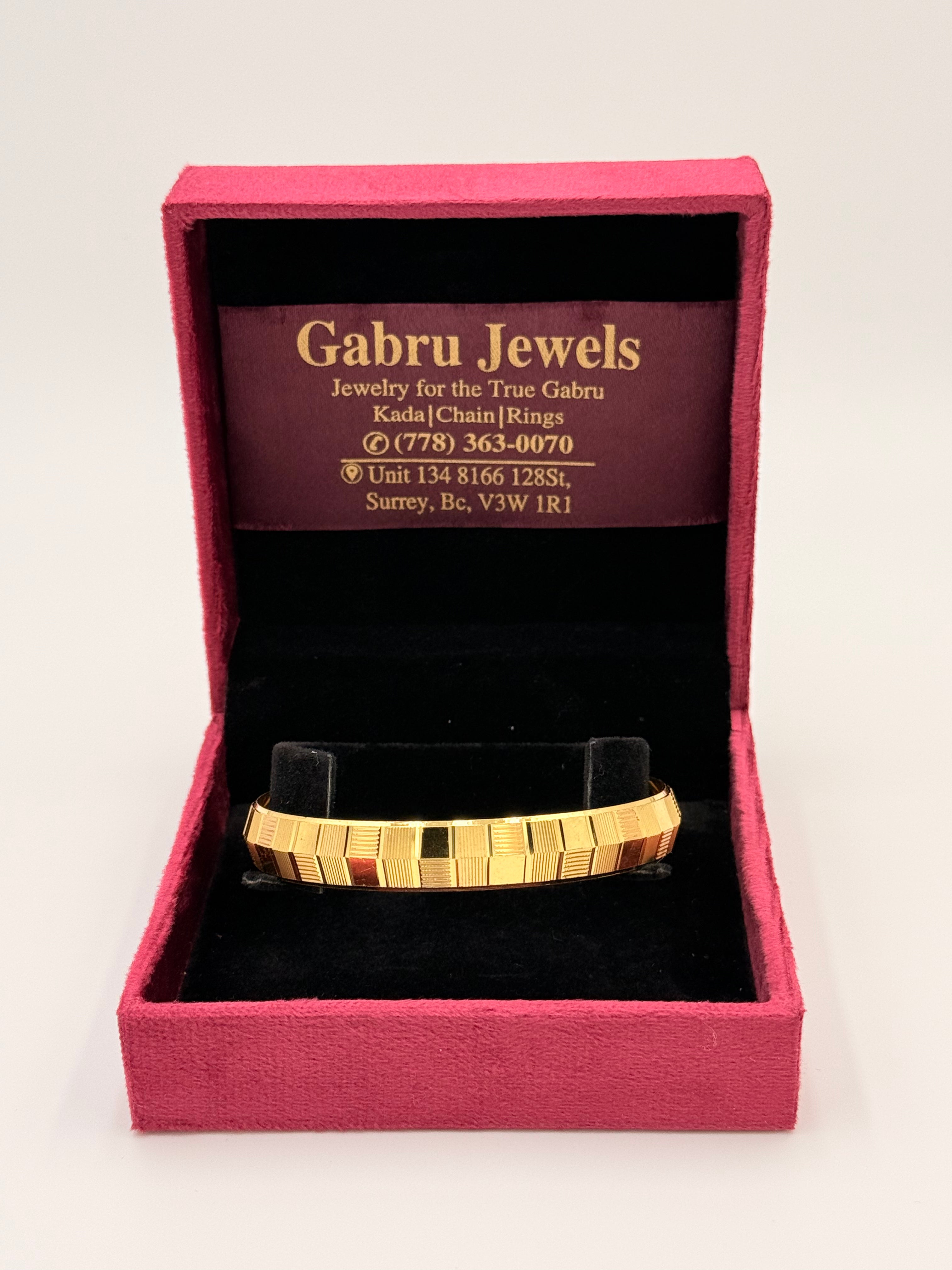 Gold Plated Geometric Block-Cut Kada