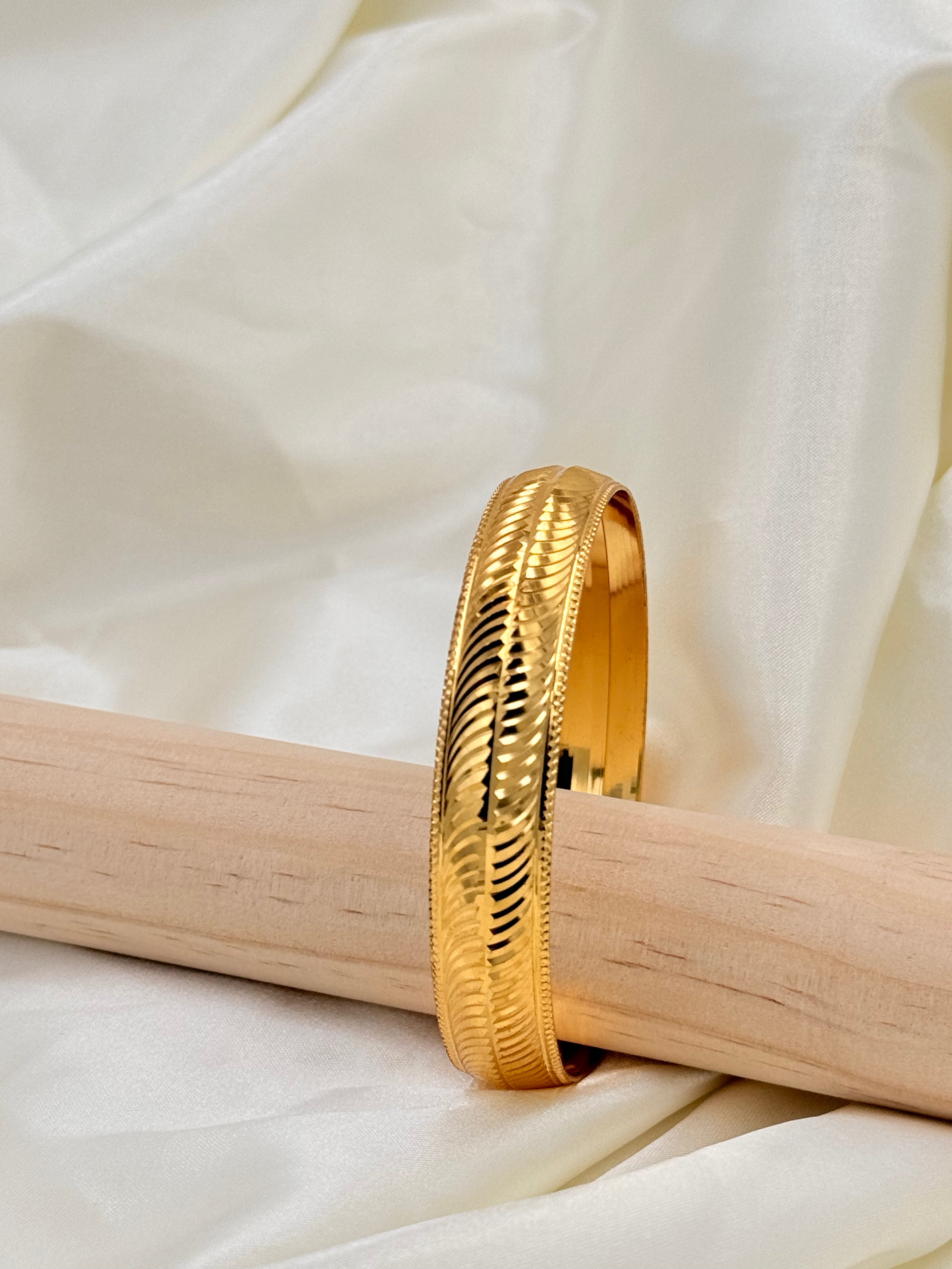 Gold Plated Leaf Cut Designer Kada
