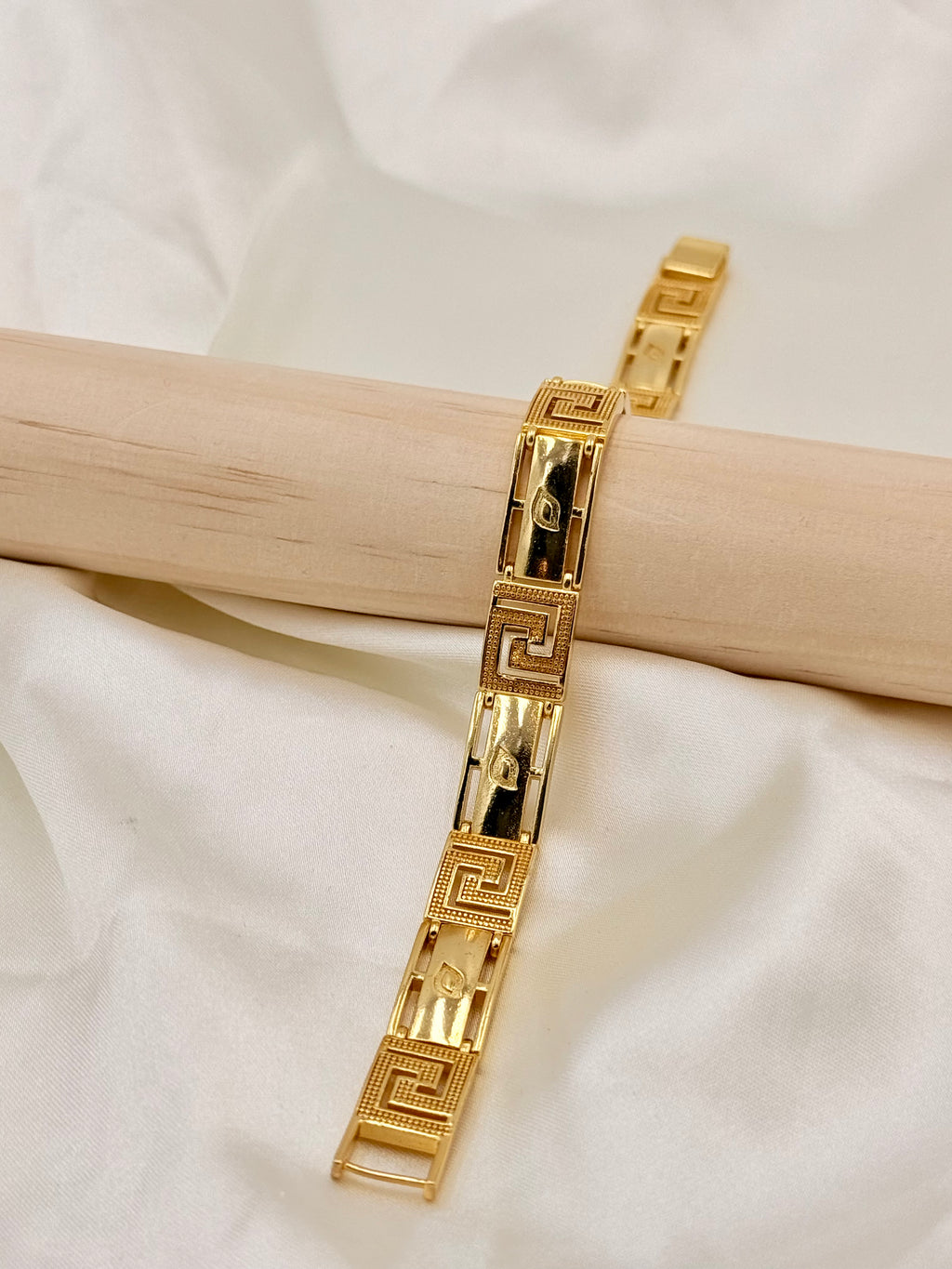 Gold Plated Greek Key Link Designer Bracelet