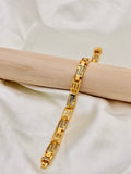 Gold Plated Geometric Stone Link Bracelet