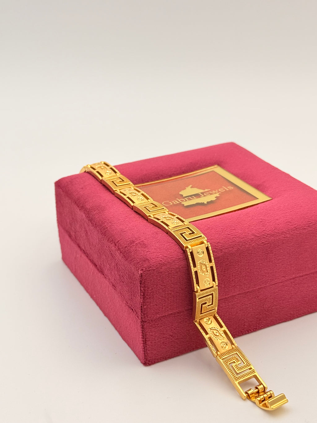 Gold Plated Greek Key Link Designer Bracelet
