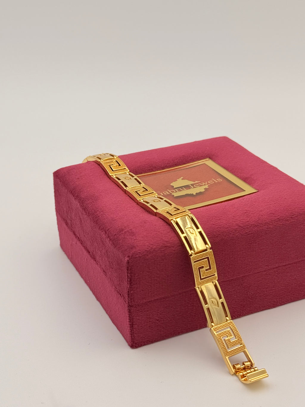 Gold Plated Greek Key Link Designer Bracelet