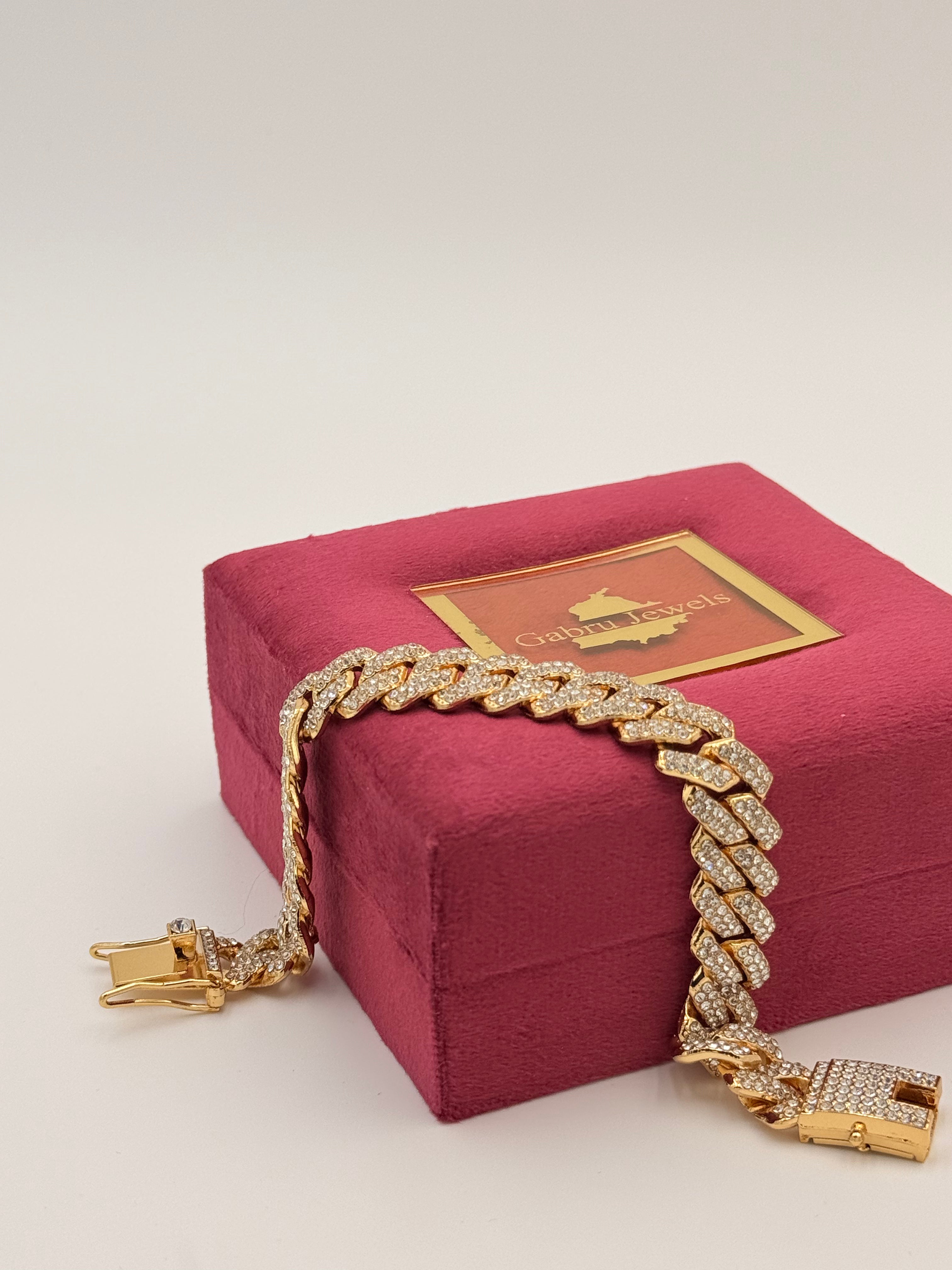 Gold Plated Iced-Out Cuban Link Bracelet