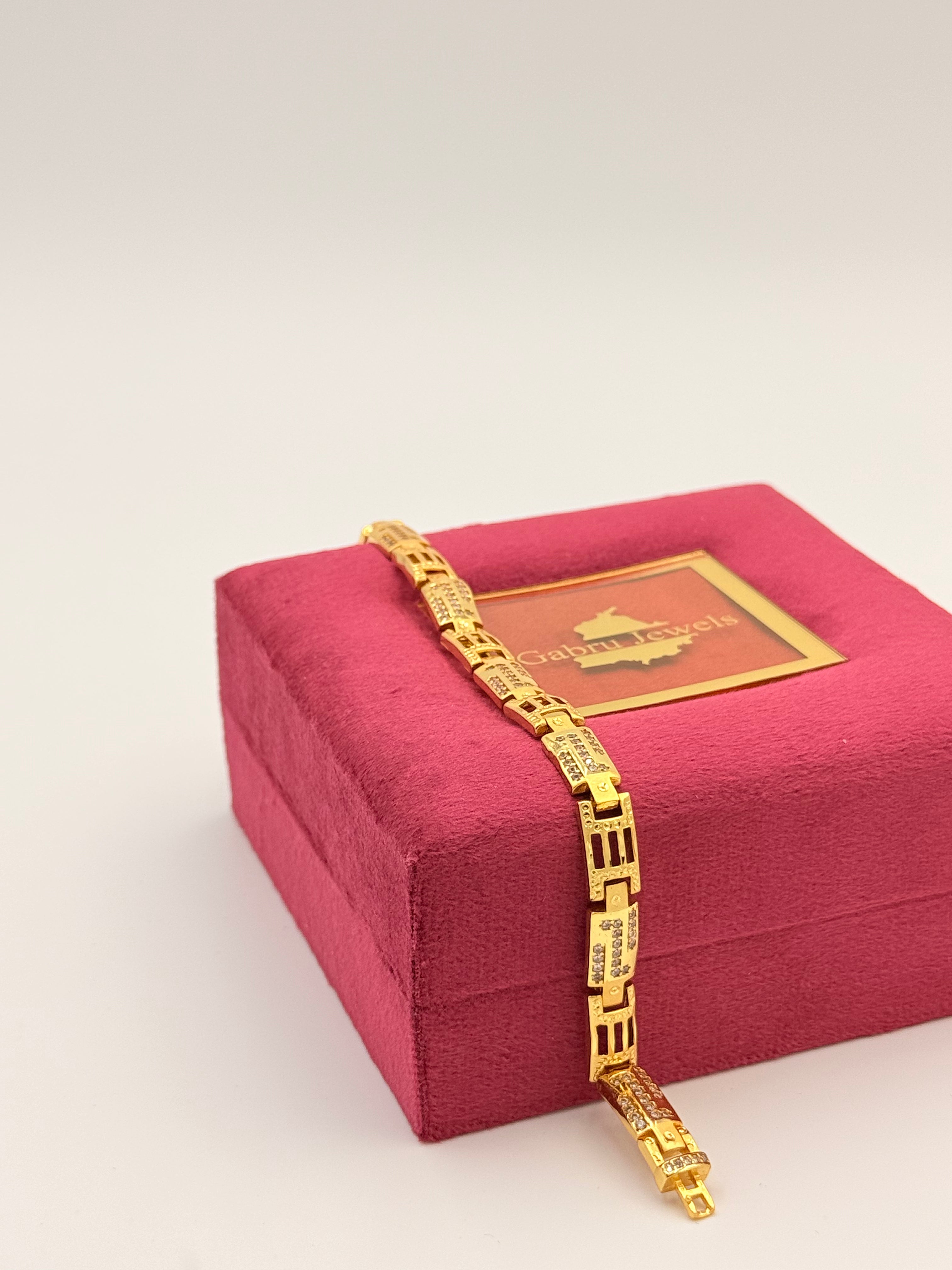 Gold Plated Geometric Stone Link Bracelet