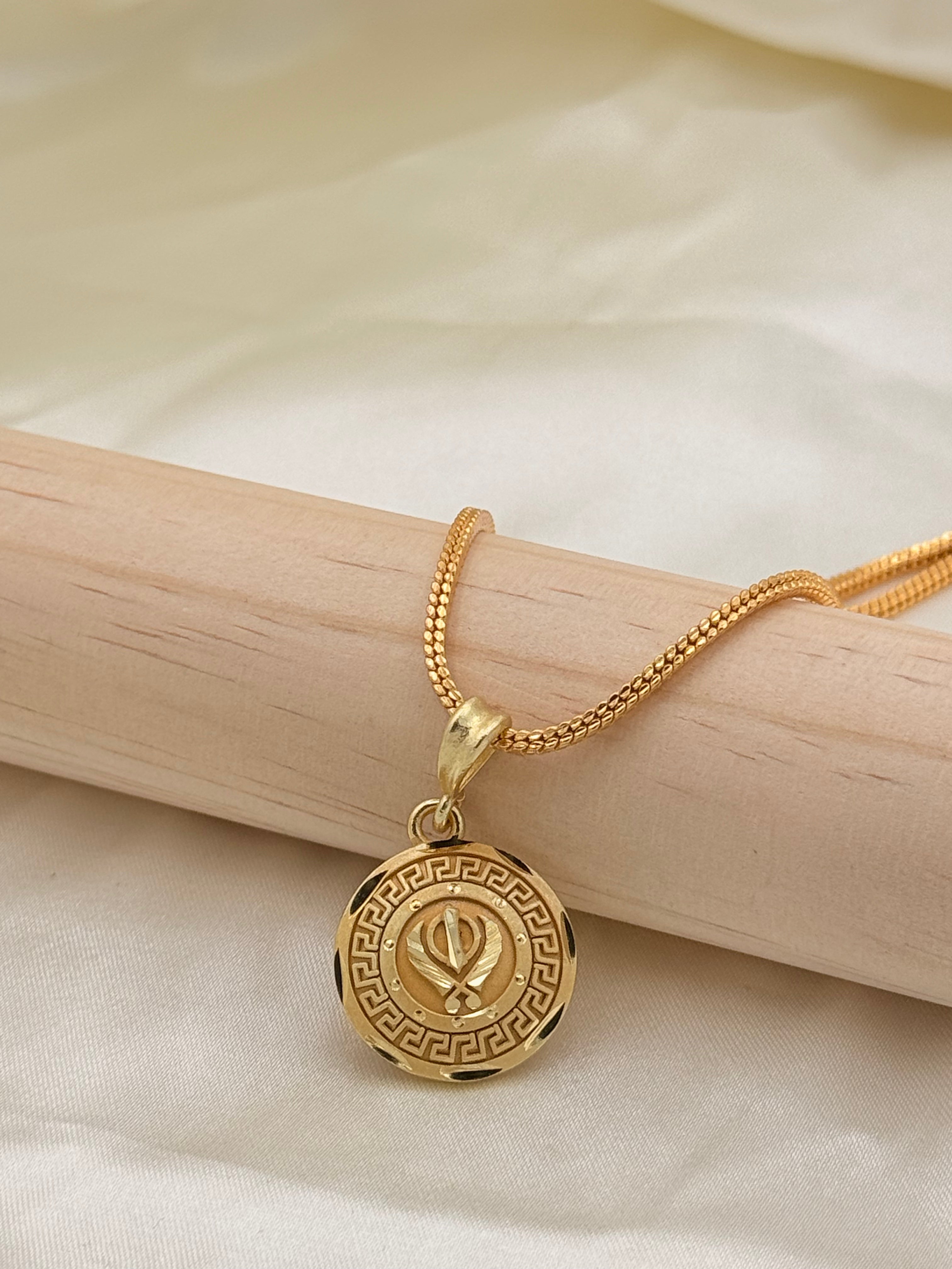 Gold Plated Round Khanda Pendant