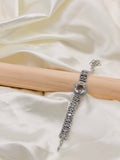 Silver Tone Clear Crystal Statement Bracelet