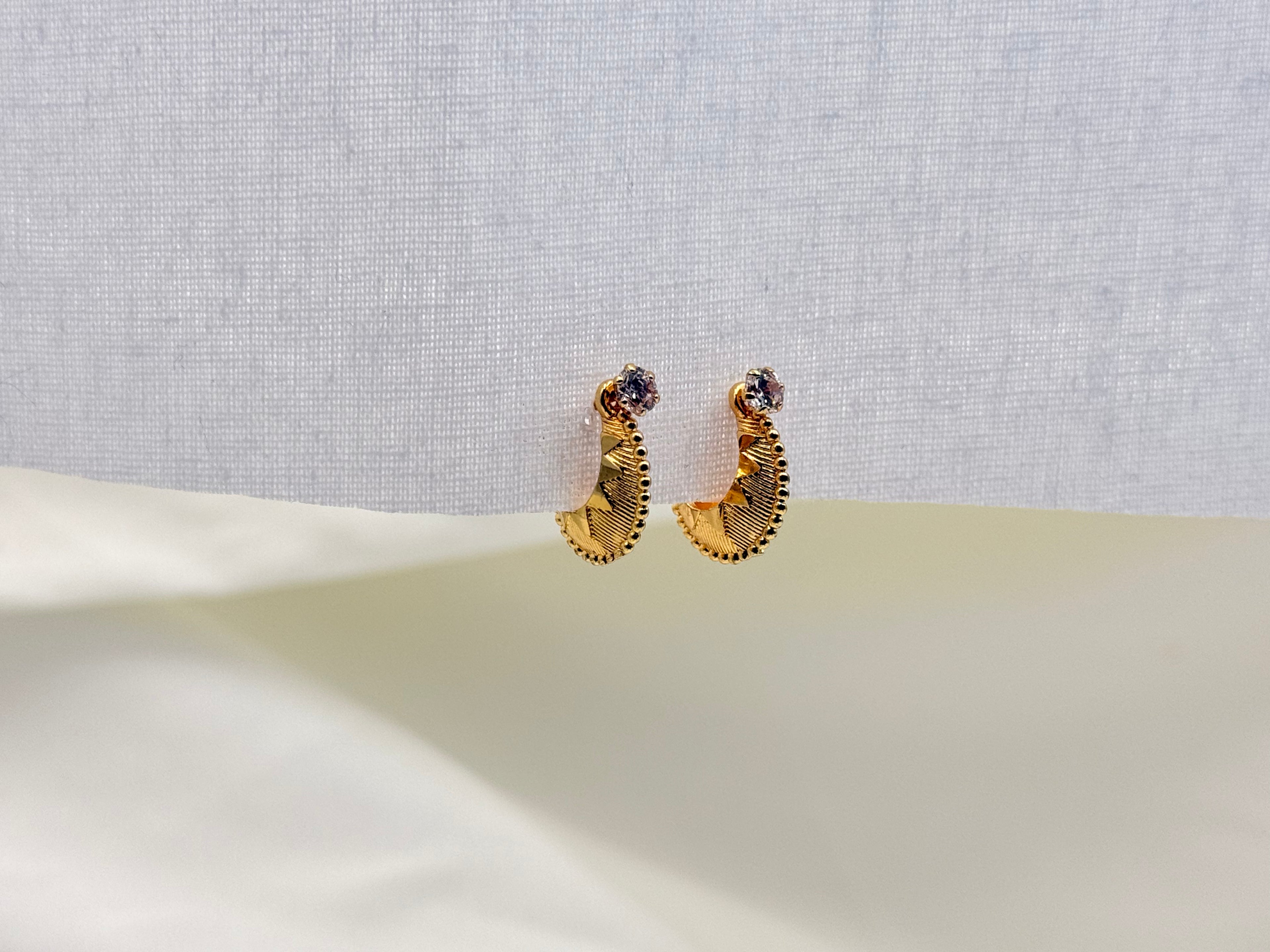 Gold Plated Designer Nattiyan - Hoop Earrings With Stone Detail