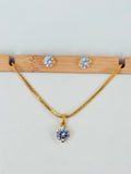 Gold Plated Artificial Solitaire Pendant Set With Chain