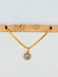 Gold Plated Artificial Round Solitaire Pendant Set With Chain