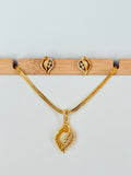 Gold Plated Leaf Designer Pendant Set With Chain